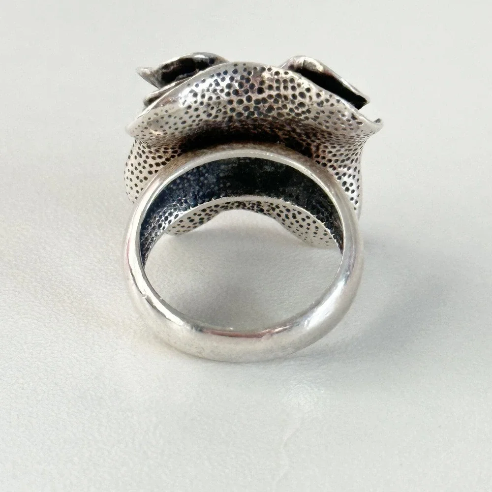 Silpada 925 Sterling Silver Large Chunky Modernist Flower Band Ring Size 6.25